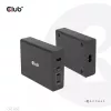 CLUB3D ceļojumu lādētājs 132W, GAN tehnoloģija, četras pieslēgvietas USB Type-A un -C, Power Delivery(PD) 3.0 atbalsts