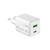MediaRange MRMA113-2 USB-C 45W maiņstrāvas iekštelpu lādētājs viedtālrunim un planšetdatoram, balts, ieeja 100–240V