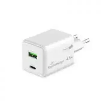 MediaRange MRMA113-2 USB-C 45W maiņstrāvas iekštelpu lādētājs viedtālrunim un planšetdatoram, balts, ieeja 100–240V