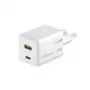 MediaRange MRMA113-2 USB-C 45W maiņstrāvas iekštelpu lādētājs viedtālrunim un planšetdatoram, balts, ieeja 100–240V