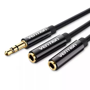 Vention 3,5 mm vīrieša uz 2*3,5 mm sieviešu stereo sadalītāja kabelis 0,3 m melns ABS