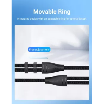 Audio adaptera kabelis Vention 2×3,5 mm vīrišķais uz 4-polu 3,5 mm sievišķo, 0,3 m, melns