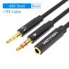 Audio adaptera kabelis Vention 2×3,5 mm vīrišķais uz 4-polu 3,5 mm sievišķo, 0,3 m, melns