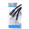 Audio adaptera kabelis Vention 2×3,5 mm vīrišķais uz 4-polu 3,5 mm sievišķo, 0,3 m, melns
