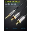 Audio kabelis Vention 3,5 mm TRRS (vīr.) uz 2×RCA (vīr.), 2 m, melns