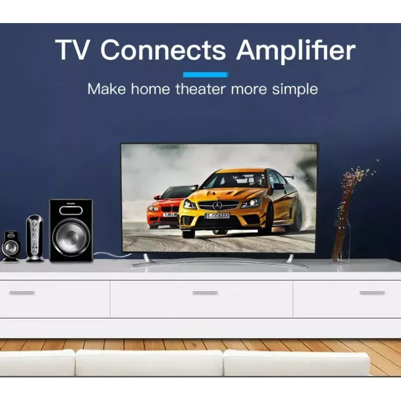 Audio kabelis Vention 3,5 mm TRRS (vīr.) uz 2×RCA (vīr.), 2 m, melns