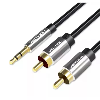 Audio kabelis Vention 3,5 mm TRRS (vīr.) uz 2×RCA (vīr.), 2 m, melns