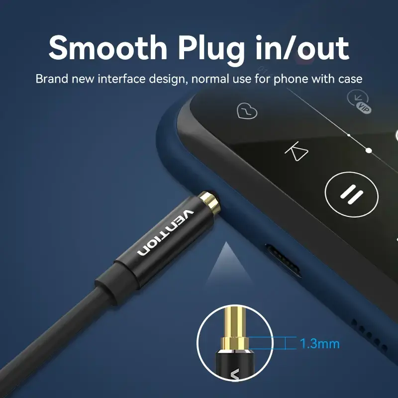 Vention 3,5 mm vīriešais–vīriešais audio kabelis 0,5 m melns alumīnija sakausējuma tips