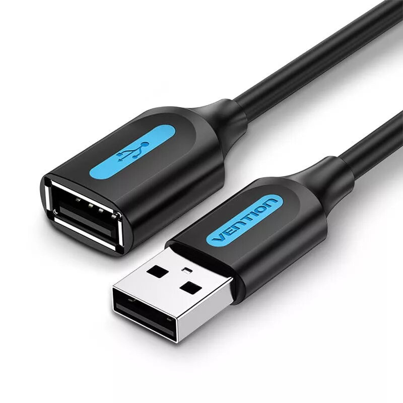 Vention USB 2.0 A vīrieša–A sieviešu tipa pagarinātājs, 2 m, melns, PVC