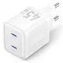 Vention FEFW0-EU maiņstrāvas iekštelpu ātrais lādētājs 45 W, 2x USB-C, saderīgs ar viedtālruņiem, klēpjdatoriem, planšetdatoriem, viedpulksteņiem, austiņām, balts