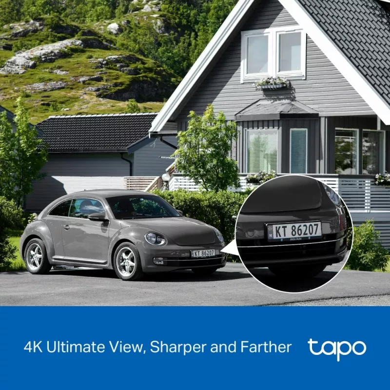 IP drošības kamera TP‑Link Tapo C660 KIT — 8 MP 3840×2160, 4 mm objektīvs, 20 kadri/s, Wi‑Fi un Ethernet, āra IP65, IR nakts redzamība 12 m