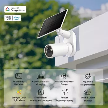 IP drošības kamera TP-Link Tapo C460 KIT — āra lodes tipa, 8 MP 3840×2160, 12× digitālā tālummaiņa, stiprinājums pie sienas, divvirzienu audio, Wi‑Fi, balta
