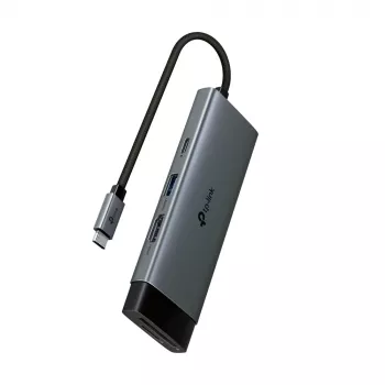 USB-C centrmezgls TP-Link UH7021C — HDMI, USB 3.2 Gen1, USB 2.0, SD/microSD, 5000 Mbit/s, alumīnijs, melns