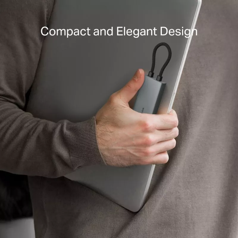 USB-C centrmezgls TP-Link UH7021C — HDMI, USB 3.2 Gen1, USB 2.0, SD/microSD, 5000 Mbit/s, alumīnijs, melns