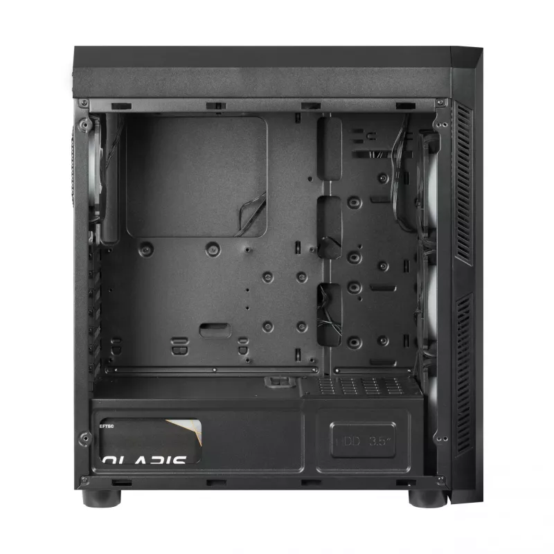 PC korpuss CHIEFTEC Scorpion 3 GL-03B-OP — Tornis ATX/Micro-ATX/Mini-ITX, rūdīts stikls, 3×120 mm priekšējie ventilatori