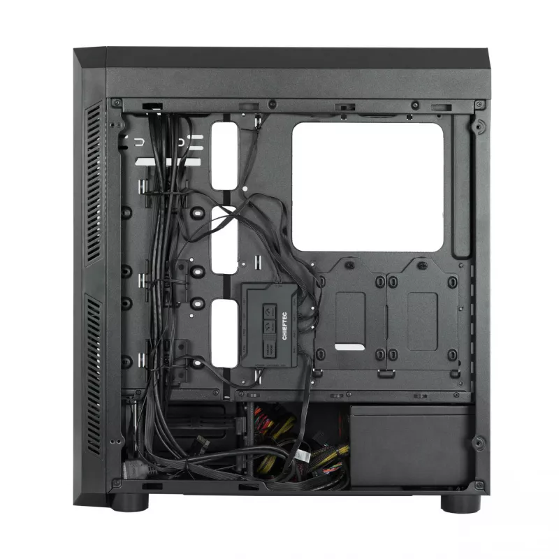 PC korpuss CHIEFTEC Scorpion 3 GL-03B-OP — Tornis ATX/Micro-ATX/Mini-ITX, rūdīts stikls, 3×120 mm priekšējie ventilatori