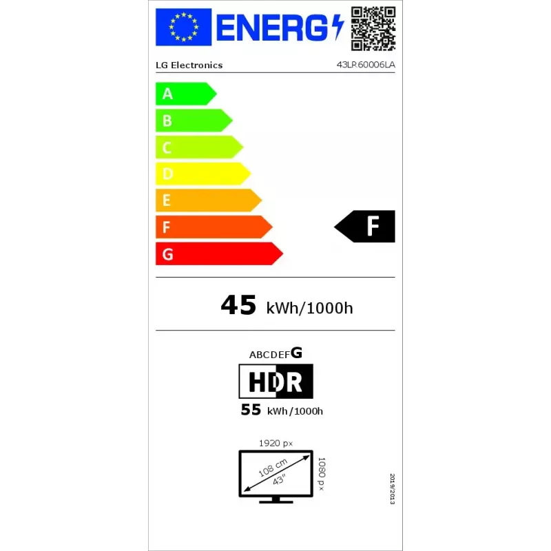 LG HD LR60 43LR60006LA TV 109.2 cm (43 collu) Full HD viedtelevizors Wi-Fi Melns