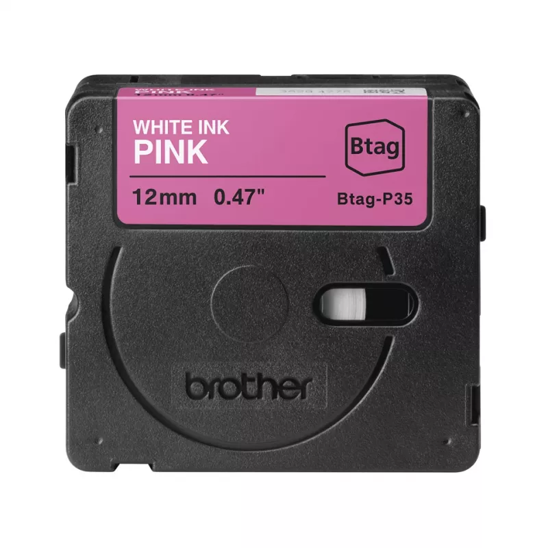 Etiķešu lente Brother BTAG-P35 balts uz rozā 1,2 cm 4 m