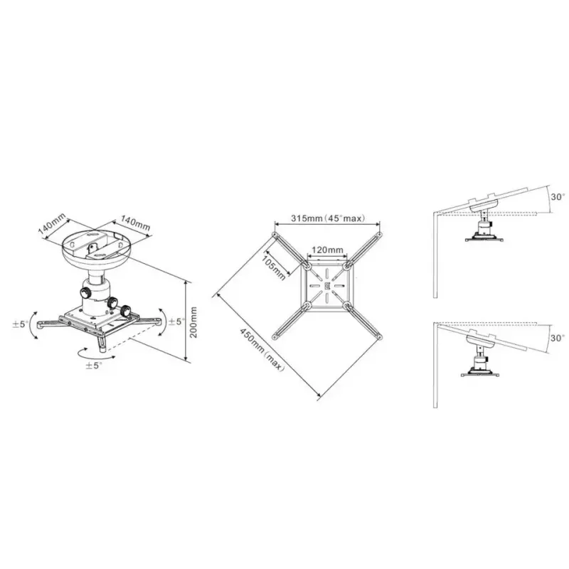 Griestu stiprinājums Multibrackets M Universal Projector 200 ar precīzo regulēšanu