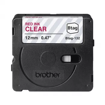 Etiķešu lente Brother BTAG-132 Sarkana uz caurspīdīgas 1.2 cm 4 m
