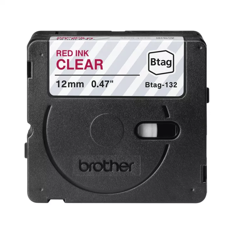Etiķešu lente Brother BTAG-132 Sarkana uz caurspīdīgas 1.2 cm 4 m
