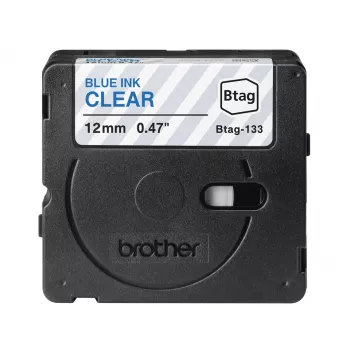 Brother BTAG-133 etiķešu lente zila uz caurspīdīgas