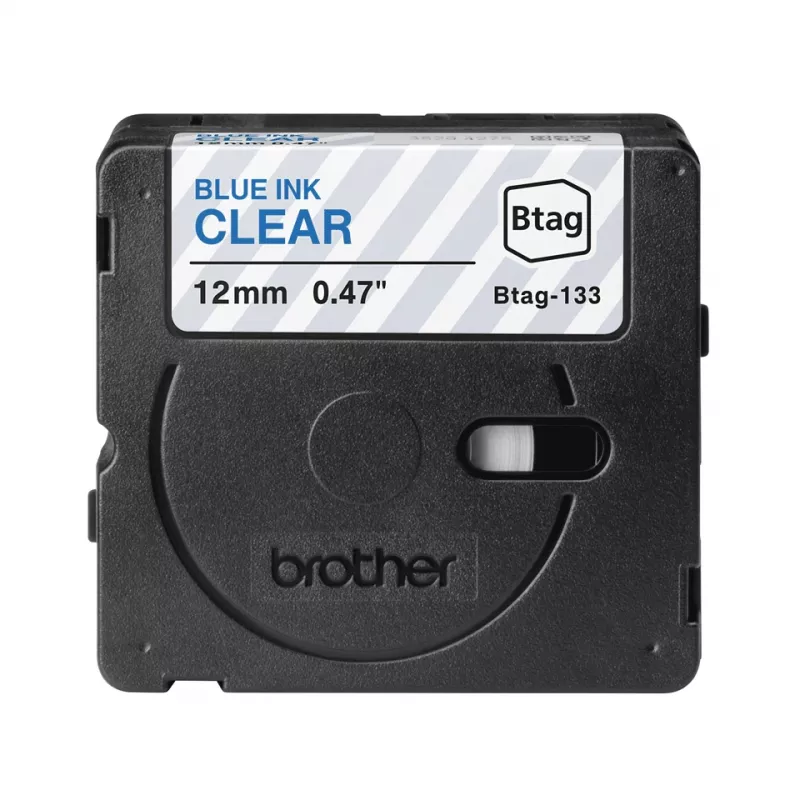 Brother BTAG-133 etiķešu lente zila uz caurspīdīgas