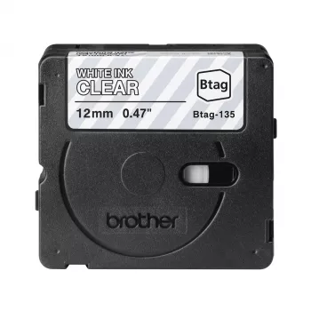 Marķēšanas lente Brother BTAG-135 Balta uz caurspīdīga 1,2 cm 4 m