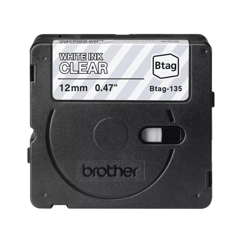 Marķēšanas lente Brother BTAG-135 Balta uz caurspīdīga 1,2 cm 4 m