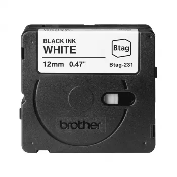 Brālis BTAG-231 uzlīmju izgatavošanas lente Melns uz balta 1.2 cm 4 m