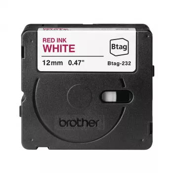 Etiķešu lente Brother BTAG-232 sarkans uz balta 1.2 cm 4 m