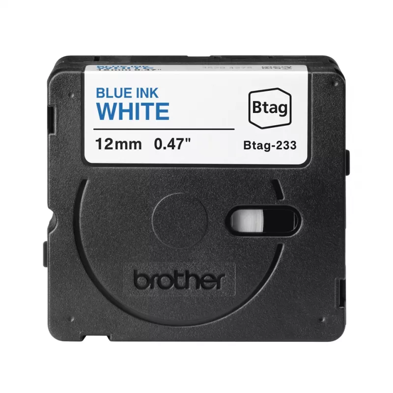 Brother BTAG-233 uzlīmju lente zila uz balta