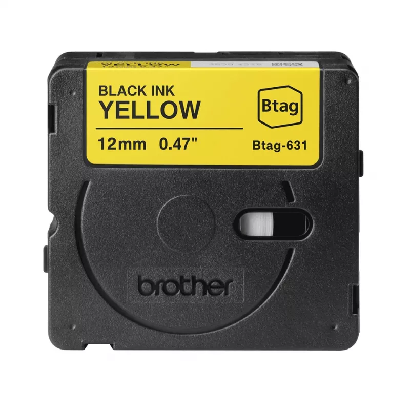 Mārķēšanas lente Brother BTAG-631 Melna uz dzeltenas 1.2 cm 4 m