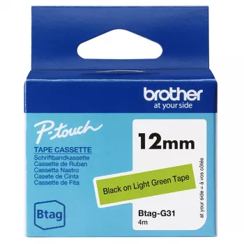 Brother BTAG-G31 līmlente melna uz zaļas 1,2 cm 4 m