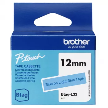 Uzlīmju lente Brother BTAG-L33 zila uz gaiši zilas 1.2 cm 4 m
