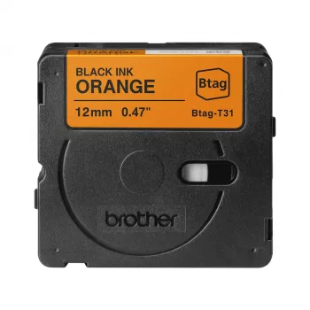 Etiķešu lente Brother BTAG-T31 Melns uz oranža 1,2 cm 4 m