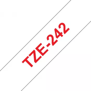 Laminēta lente Brother TZe242 18 mm sarkans uz balta