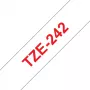 Laminēta lente Brother TZe242 18 mm sarkans uz balta