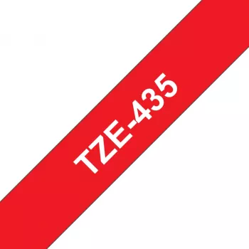 Brother TZE-435 līmlente balta uz sarkana