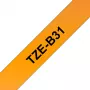 Lentu lente Brother TZe TZEB31 12mm melna uz fluorescējoši oranža