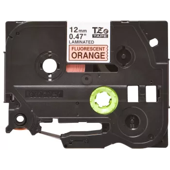 Lentu lente Brother TZe TZEB31 12mm melna uz fluorescējoši oranža