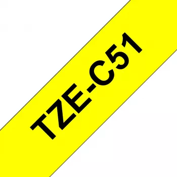 Brother laminēta lente TZe melna uz fluorescējoši dzeltena fona 2,4 cm 5 m