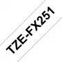 Laminēta lente Brother TZEFX251 melns uz balta 2.4 cm