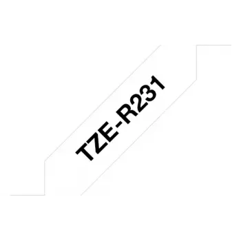 Brother TZE-R231 etiķešu lente, melns uz balta