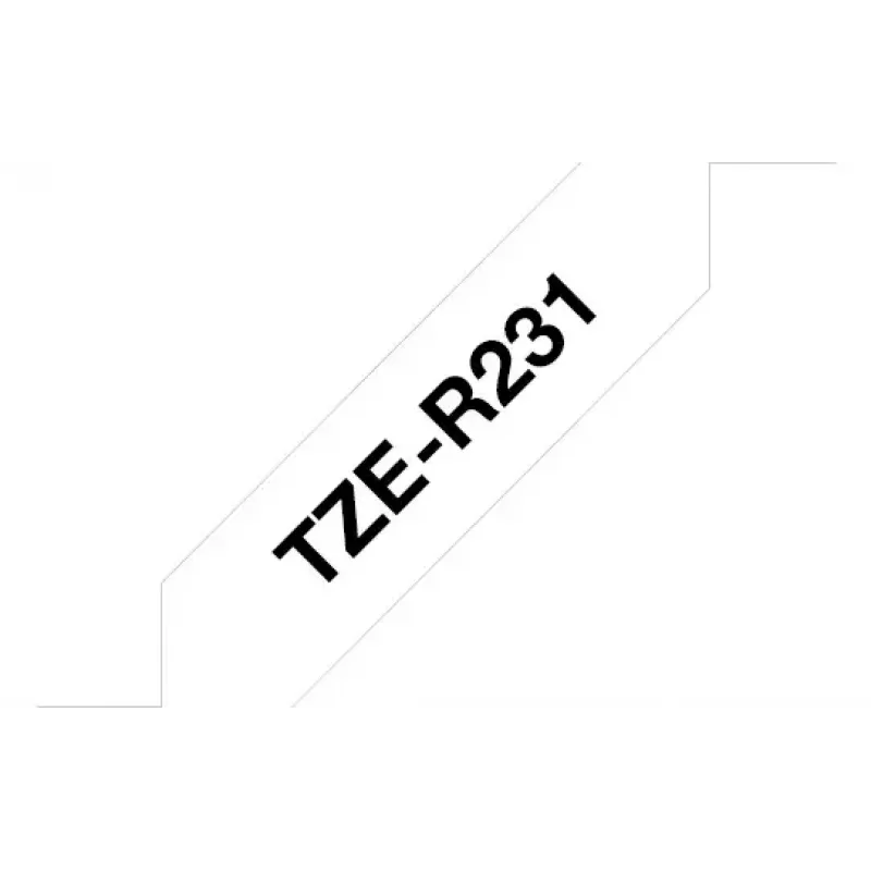 Brother TZE-R231 etiķešu lente, melns uz balta