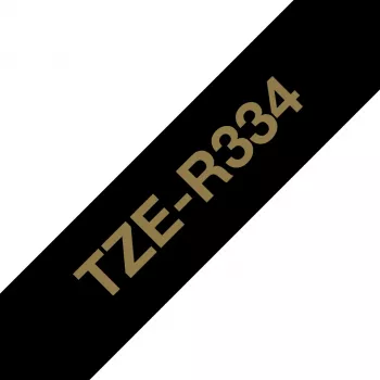 Brother TZE-R334 lentes uzlīmju izgatavošanai Zelts uz melna