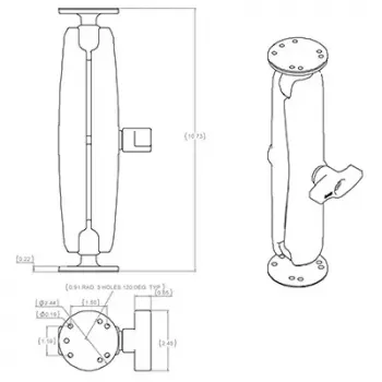 RAM Mounts RAM-101U-D dubultā lodveida stiprinājums ar divām apaļām plāksnēm