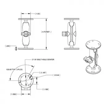 Universāls dubultlodes stiprinājums RAM Mounts RAM-B-101U