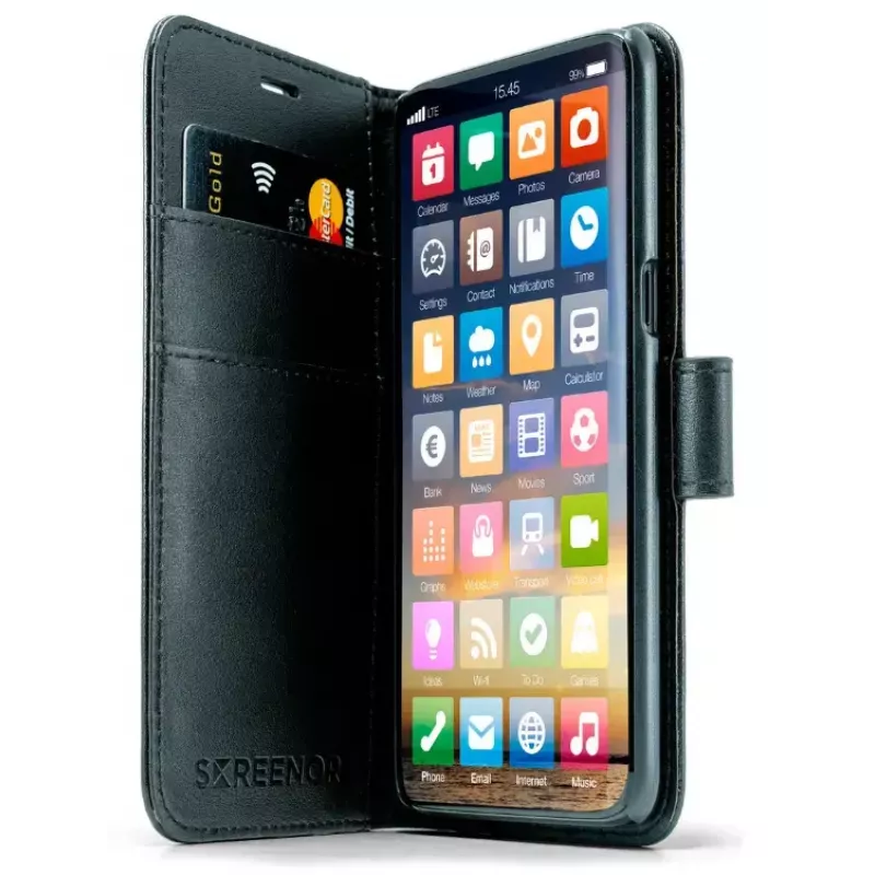 Wallet case Screenor SMART Samsung Galaxy S25 Edge 17 cm Melns