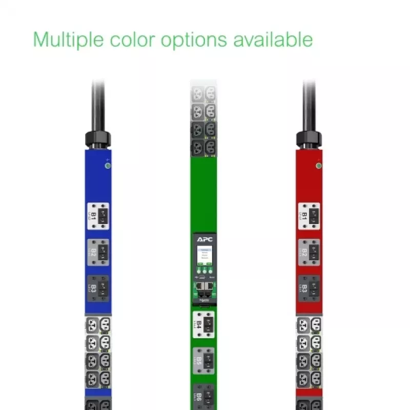 APC NetShelter Rack PDU Advanced, uzskaitīts, 3 fāzes, 11kW 400V 16A vai 11.5kW 415V 20A, 42 izejas, IEC309